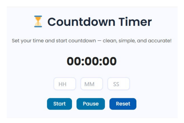 online countdown timer interface